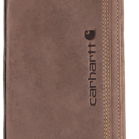 Men's Rugged Leather Triple Stitch Wallet Brown Rodeo One Size